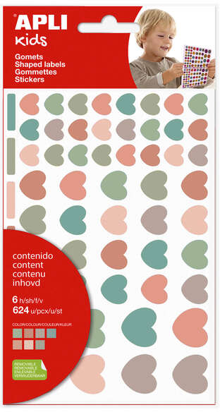 Apli Kids Bolsa de 624 Gomets Corazones Nordik