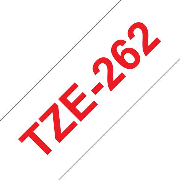 Brother TZe262 Cinta rotuladora Compatible de Etiquetas Texto rojo sobre fondo blanco Ancho 36mm x 8 metros