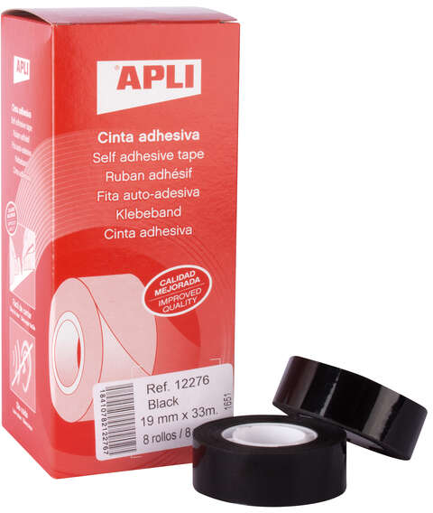 Cinta Adhesiva Negra 19mm x 33m Apli 12276