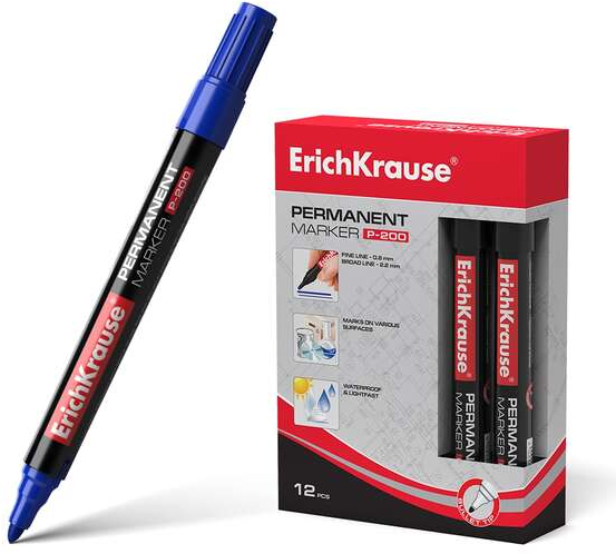 Rotulador ECONOMICO Permanente - Punta redonda - AZUL. Erichkrause P-200