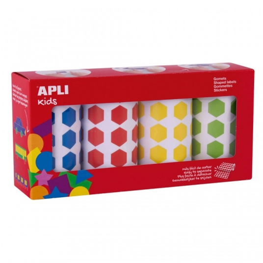 Apli Pack de 4 Rollos de Gomets Hexagonales