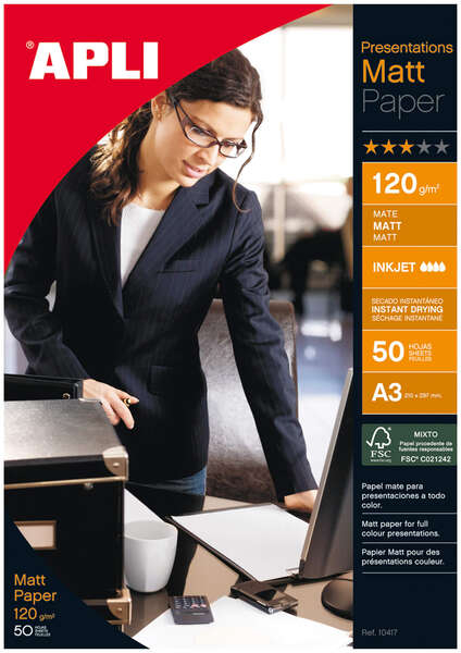 Apli Papel Fotografico Matt A3 120g 50 Hojas
