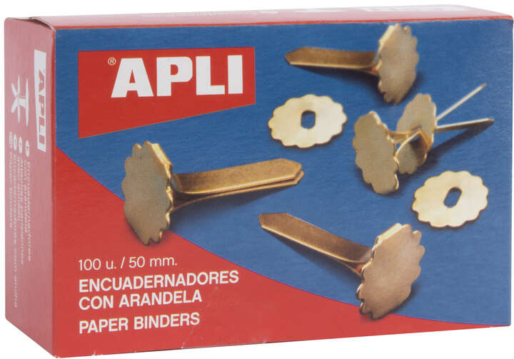 Encuadernadores Latón 50mm. Caja 100 ud sin arandela