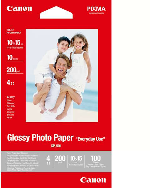 Canon GP-501 Papel Fotografico A6 10x15cm Brillo 200gr 100 Hojas