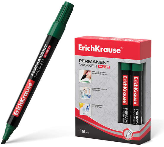 Rotulador permanente ECONOMICO Punta Biselada VERDE. P-300