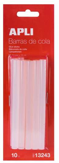 Apli Pack de 10 Barras de Cola Termofusible 7,5mm x 10cm
