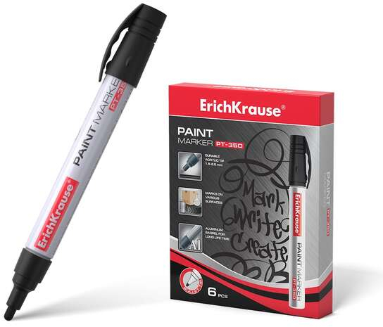 Rotulador ECONOMICO de PINTURA (tipo Posca) Premium Punta redonda - NEGRO. Erichkrause PT-350