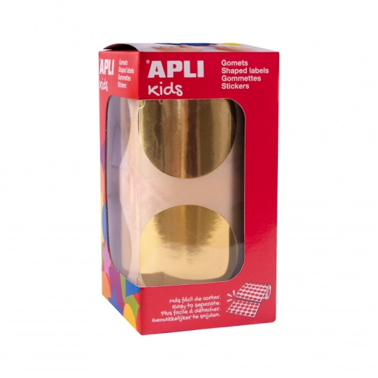 Apli Rollo de Gomets Redondos diametro 45mm Oro Metalizado