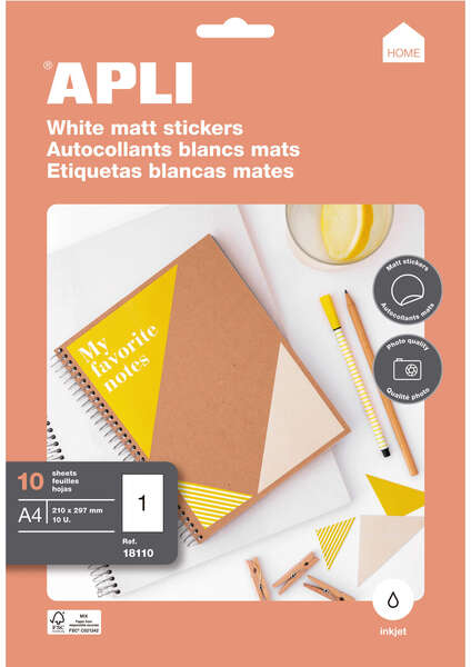 Imagen extra Apli Etiquetas Home Blancas Mate 210 x 297mm 10 Hojas