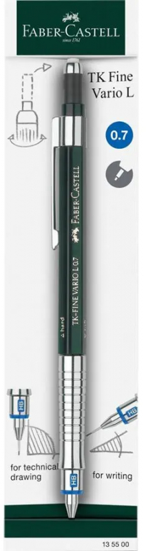 Imagen extra Faber-Castell TK-Fine Vario L Portaminas HB 0.7mm - Con Goma de Borrar - Clip de Metal - Color Verde