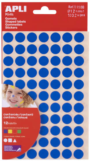 Apli Bolsa de gomets geometricos surtidos (Amarillo, Azul, Rojo y verde). Varias formas