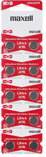 PACK 10 Pilas de Boton LR44 / AG13 / A76 / GP76A / SR44W Maxell