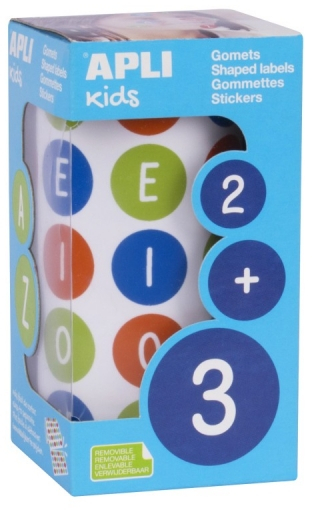 Apli Rollo de Gomets Redondos con Vocales