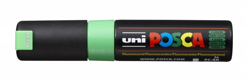 Imagen extra POSCA PC-8K VERDE FLUOR, punta Biselada 8mm Multisuperficie (cristal, madera, tela, plastico)