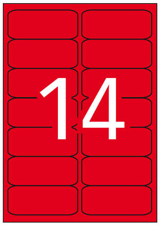 Apli Etiquetas Rojo Fluorescente Permanentes 99.1 x 38.1mm 20 Hojas