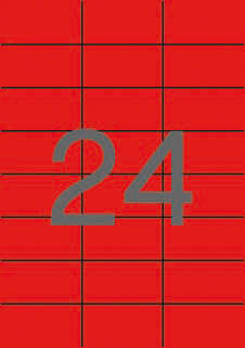 Apli Etiquetas Rojas Permanentes 70.0 x 37.0mm 20 Hojas