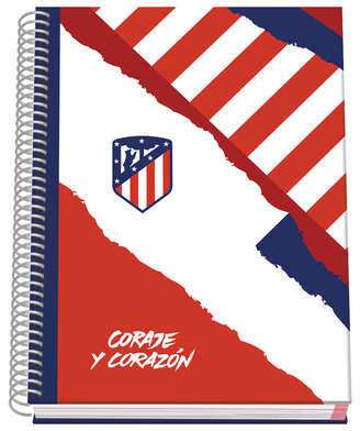 Cuaderno A5 MICROPERFORADO Atletico de Madrid Coraje y Corazon  Tapa Dura, 100 Hojas 90gr Hojas, Cuadricula 5mm. DOHE
