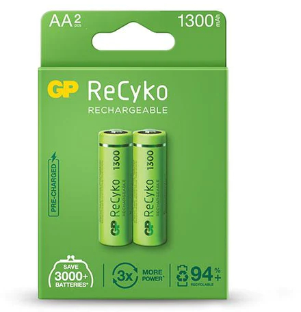 GP ReCyko Pack de 2 Pilas Recargables 1300mAh AA 1.2V