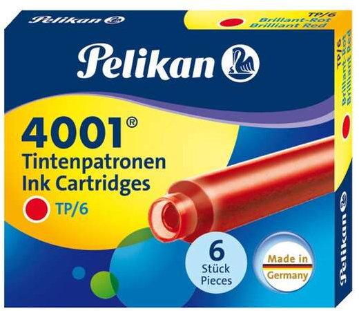 Pelikan Caja de 6 Cartuchos 4001 TP/6. Rojo