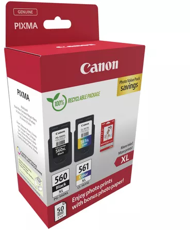 Imagen extra PACK XXL Canon PG560XL + CL-561XL Negro y Color ALTA CAPACIDAD Cartuchos originales 3712C001 PG-560XL CL-561XL