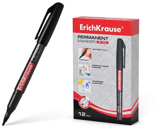 Rotulador ECONOMICO Permanente - Punta redonda de 1.0mm - NEGRO. Erichkrause  P-70