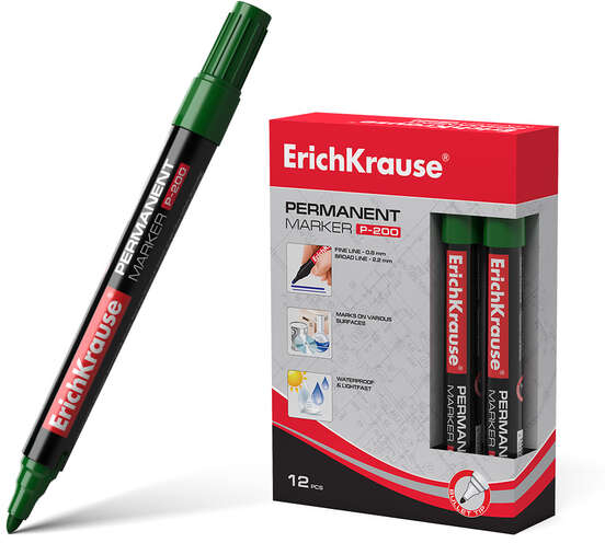 Rotulador ECONOMICO Permanente - Punta redonda - VERDE. Erichkrause P-200 