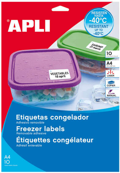 Imagen extra Apli Etiquetas Blancas Especial Congelador 210 x 297mm 10 Hojas