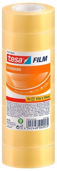 Pack de 8 Cintas Autoadhesivas Transparentes 19mm x 33 metros Tesa Tesafilm Standard 