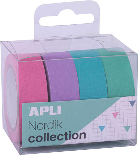 Pack 4 Cintas Adhesivas de Papel Washi - Tonos Nordik. Apli 18816