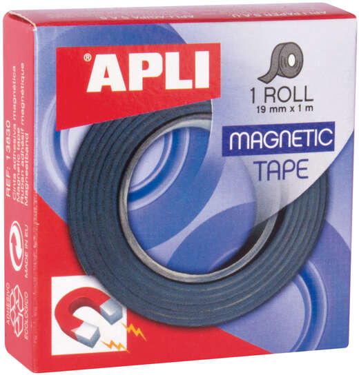 Cinta Adhesiva Magnetica 19mm x 1 metro - Negra. Apli 13830