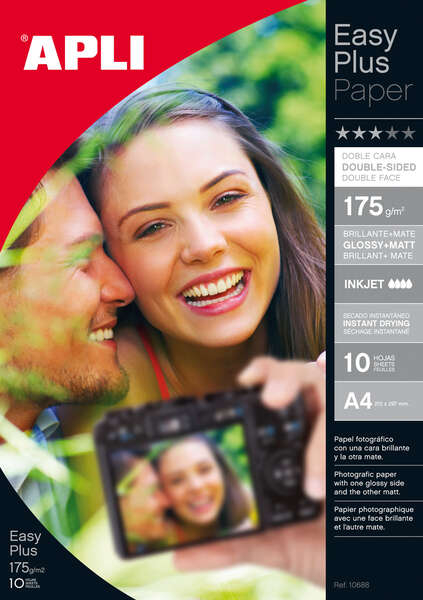Apli Papel Fotografico Photobright Doble Cara A4 175g 10 Hojas