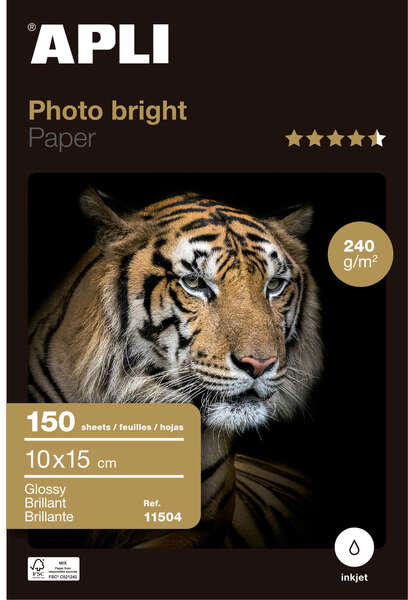Apli Papel Fotografico Photobright 10 x 15 cm 240g 150 Hojas
