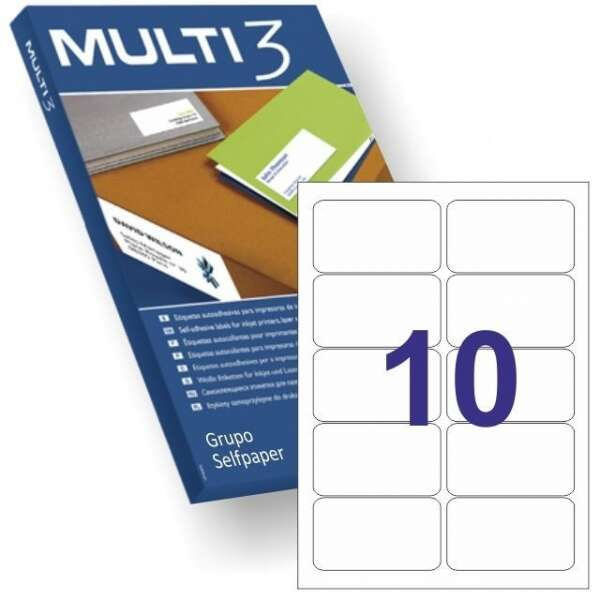 Caja 100 Hojas A4 con 10 Etiquetas por Hoja. 1000 Etiquetas 99x57 mm (cantos redondos)