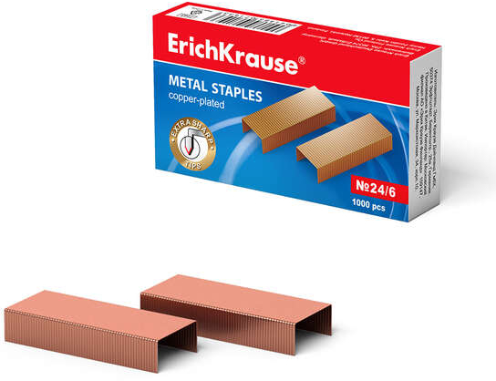 Erichkrause Grapas de Cobre 24/6 Caja de 1000 Grapas Cobreadas