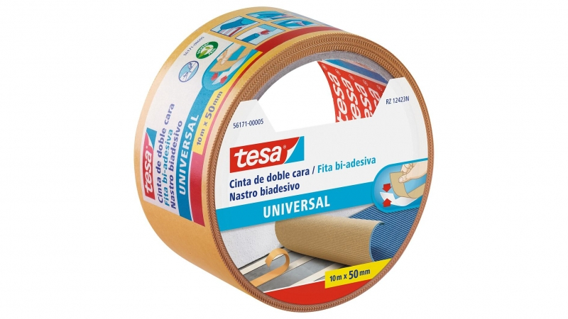 Tesa Universal Cinta Adhesiva DOBLE CARA 50mm x 10 metros (Fijacion de Moquetas y Manualidades)