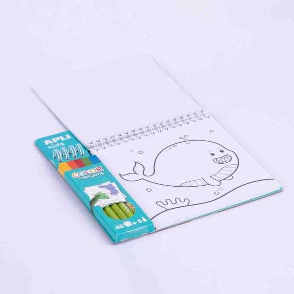 Imagen extra Apli Bloc de Dibujos del Mar con Ceras - Ilustrado por Isabelle Nicolle - 45 Paginas - 5 Ceras de Colores - Ideal para Viajes - Alto Valor Didactico - Estimula Creatividad y Concentracion