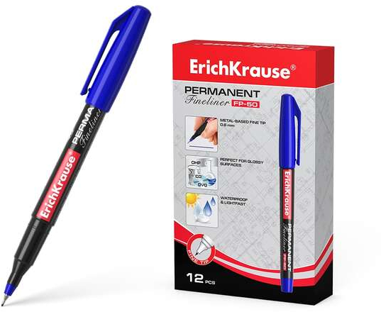 Rotulador ECONOMICO Permanente de Punta Fina 0.6mm - AZUL. Erichkrause FP-50 
