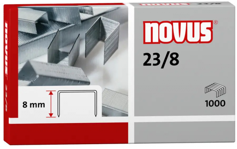 Grapas Novus 23/8. Caja de 1000 grapas de gruesos