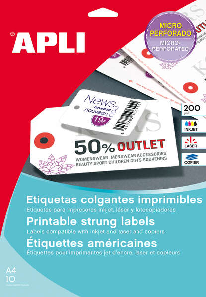 Imagen extra Apli Etiquetas Colgantes Imprimibles 36 x 53mm 10 Hojas