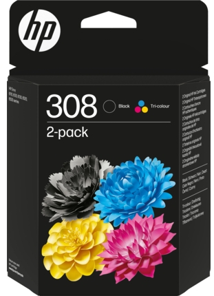 PACK HP 308 Negro + Color ORIGINAL Cartuchos de tinta HP 6L6S6UE