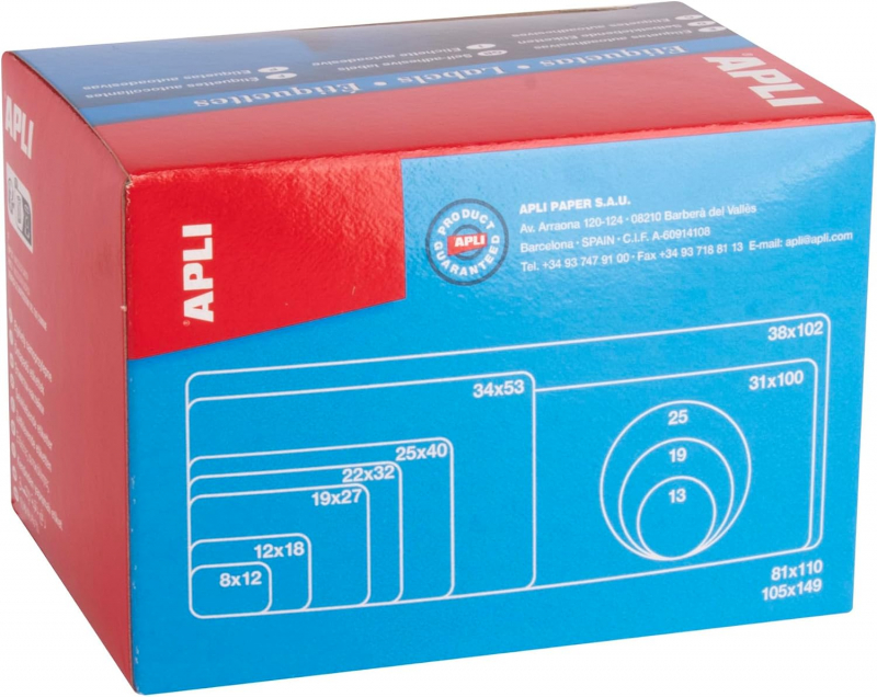 Imagen extra Rollo etiquetas Precios PVP Euros removibles fluor Naranja Apli 10088 de 16 x 22 mm. 2520 etiquetas