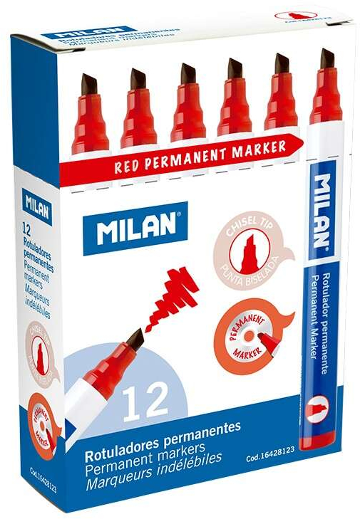 Imagen extra Milan Rotulador Permanente Punta Biselada - Punta 1 - 4mm - Tinta a Base de Alcohol - Color Rojo