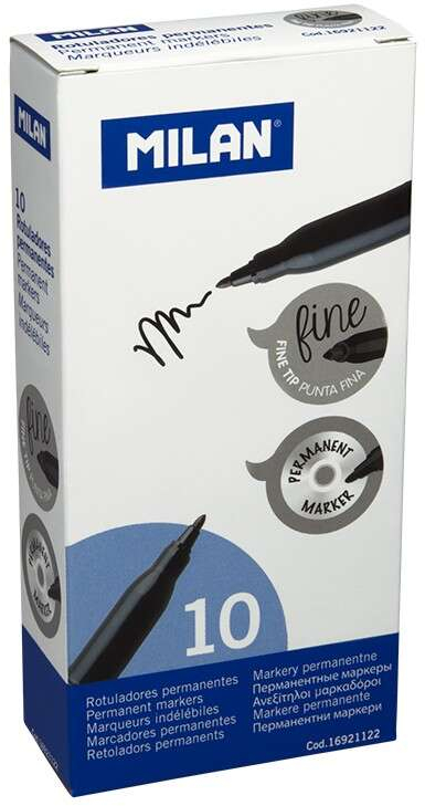 Imagen extra Milan Rotuladores Permanentes Punta Fina - Punta 2mm - Tinta a Base de Alcohol - Color Negro