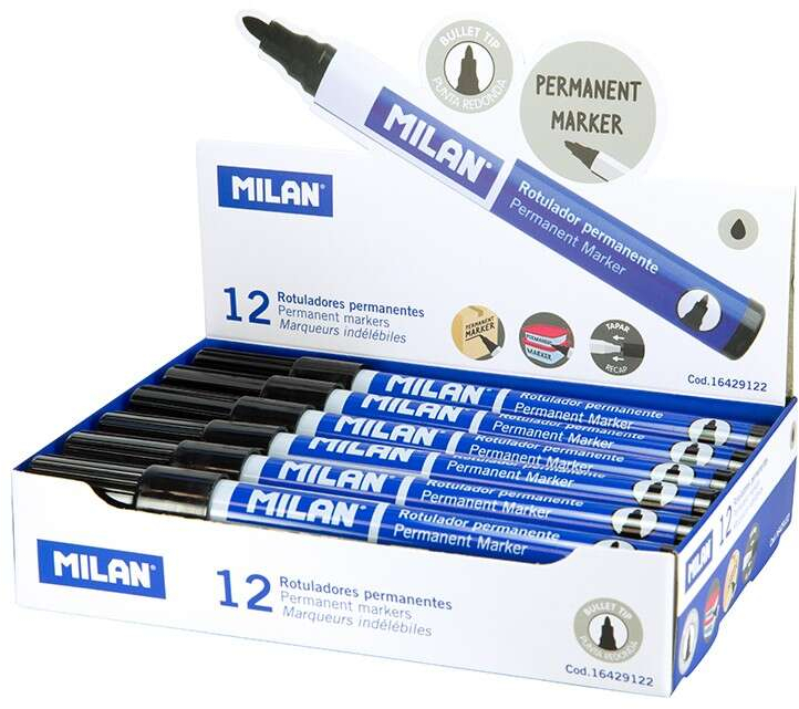 Imagen extra Milan Rotulador Permanente - Punta Redonda 4mm - Tinta a Base de Alcohol - Color Negro