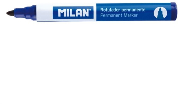 Milan Rotulador Permanente - Punta Redonda 4mm - Tinta a Base de Alcohol - Color Azul