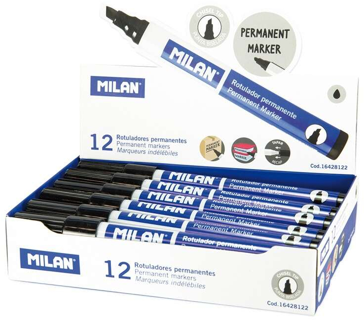 Imagen extra Milan Rotulador Permanente Punta Biselada - Punta 1 - 4mm - Tinta a Base de Alcohol - Color Negro