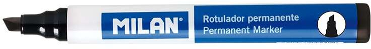 Milan Rotulador Permanente Punta Biselada - Punta 1 - 4mm - Tinta a Base de Alcohol - Color Negro