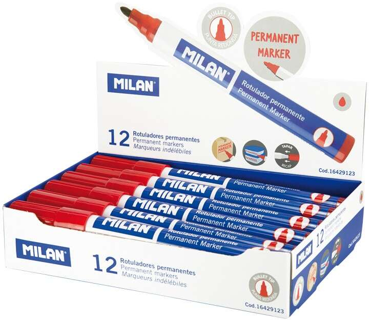Imagen extra Milan Rotulador Permanente - Punta Redonda 4mm - Tinta a Base de Alcohol - Color Rojo