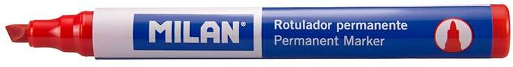 Milan Rotulador Permanente Punta Biselada - Punta 1 - 4mm - Tinta a Base de Alcohol - Color Rojo