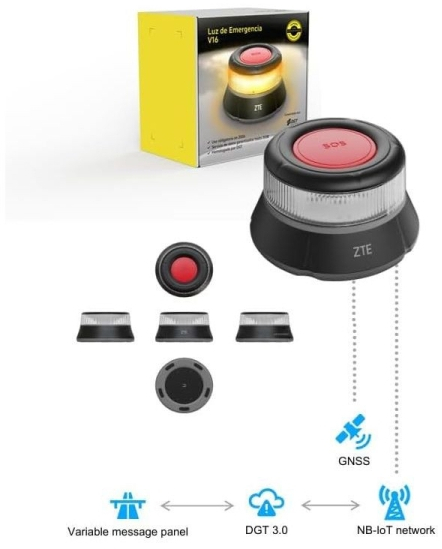 Imagen extra ZTE E1 Baliza de Señalizacion de Emergencia V16 Conectada con DGT - Proteccion IP54 - Datos hasta Enero 2038